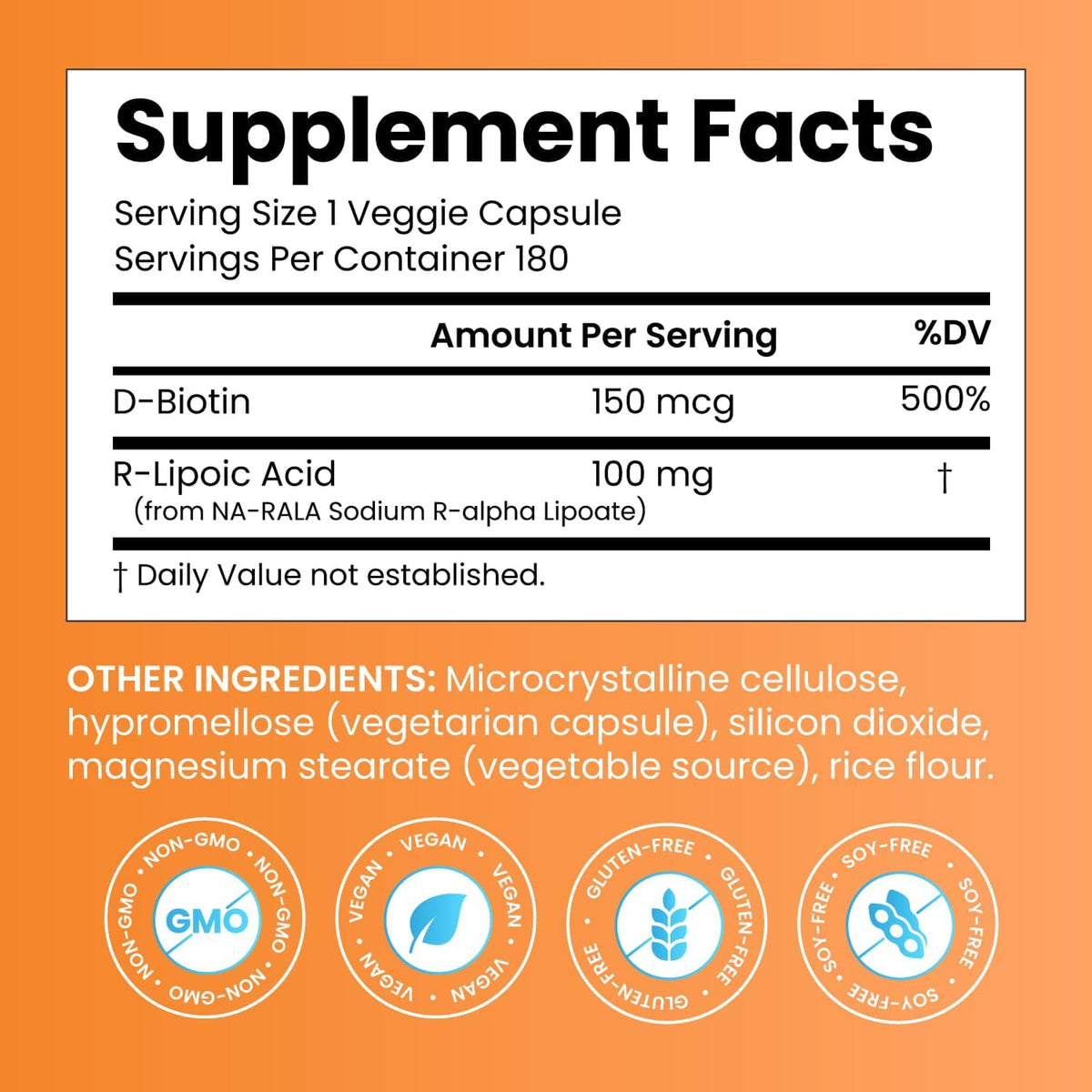 Doctor's BEST Stabilized R-Lipoic Acid Supplement 100 mg, 180 Veg Caps