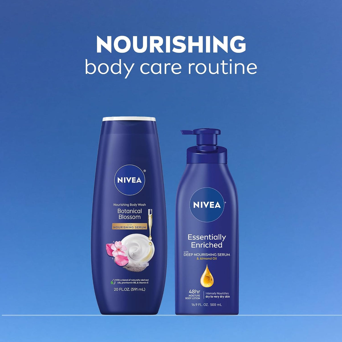 NIVEA Nourishing Botanical Blossom Body Wash, Nourishing Serum, 20 FL OZ