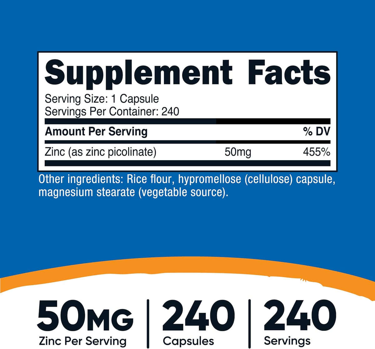 Nutricost Zinc Picolinate 50mg, 240 Vegetarian Capsules - Gluten Free and GMO-Free (240 Caps) (Pack of 2)