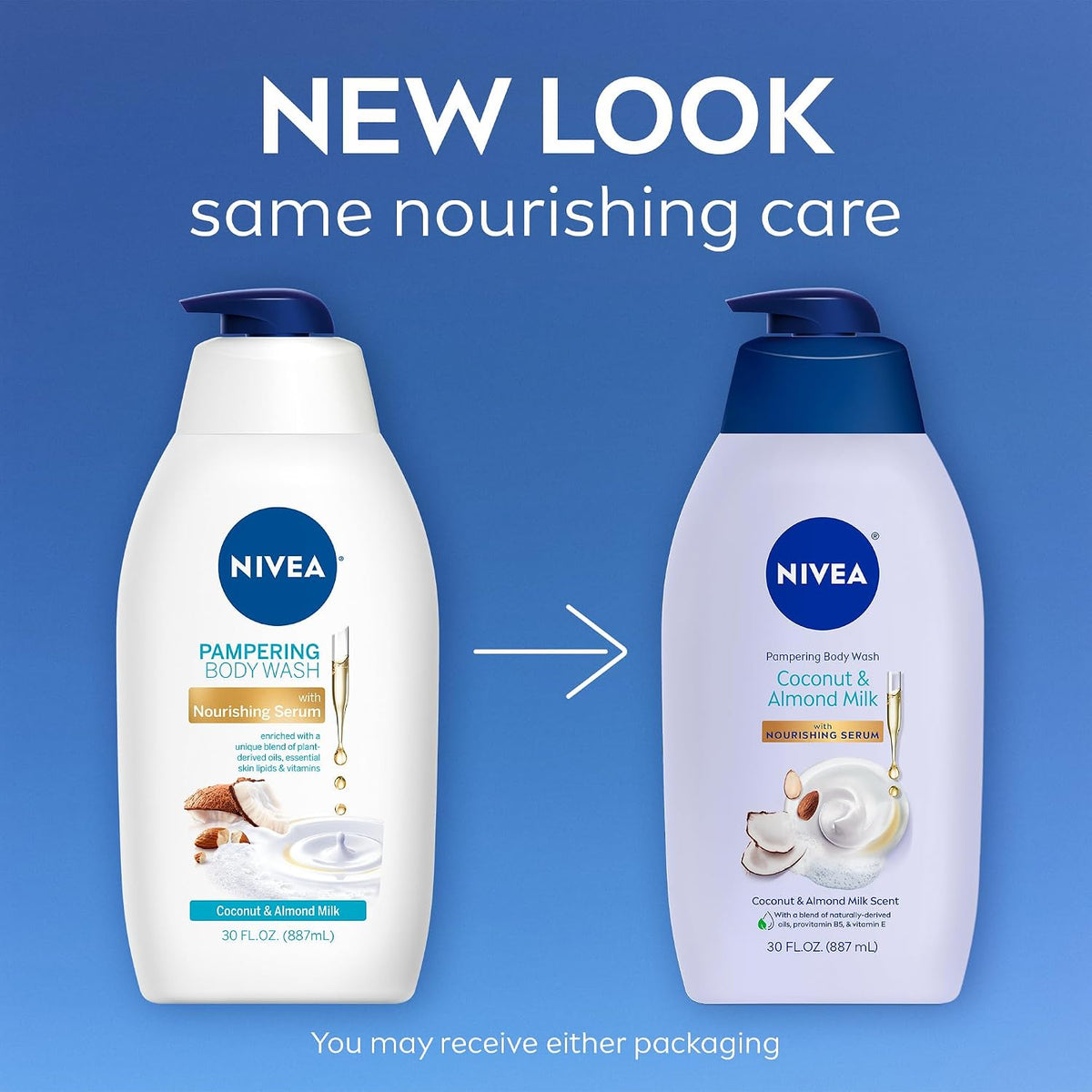 NIVEA Pampering Coconut and Almond Milk Body Wash, 20 Fl Oz (Pack of 12)
