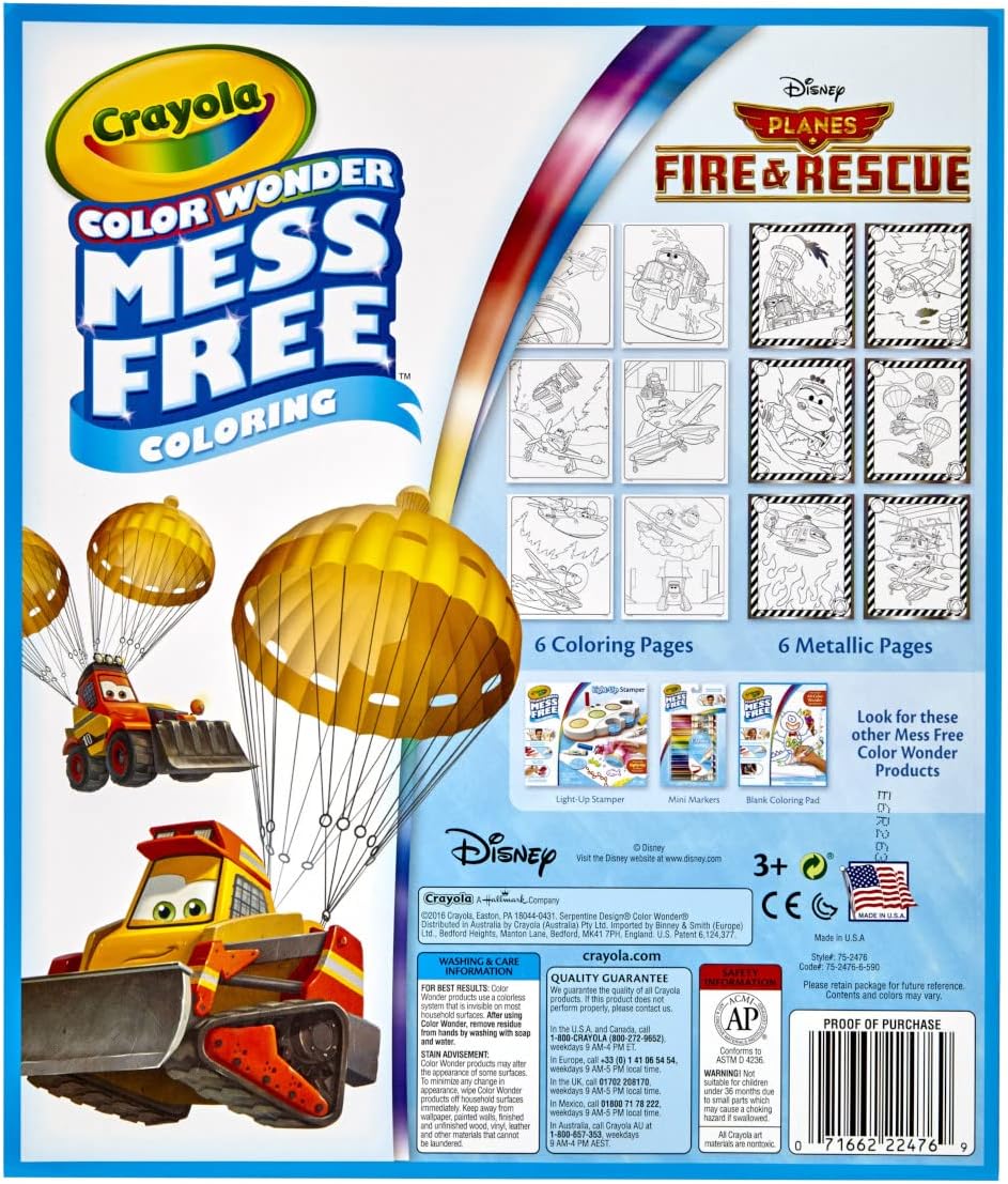 Crayola Planes Fire and Rescue Color Wonder Refill, 12 Mess Free Coloring Pages, Gift for Kids