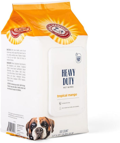 Arm & Hammer Heavy Duty Multipurpose Dog Wipes, Mango, 100 Count, 3-Pack