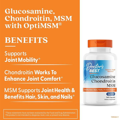 Doctor's BEST Glucosamine Chondroitin MSM, Non GMO, 360 Capsules