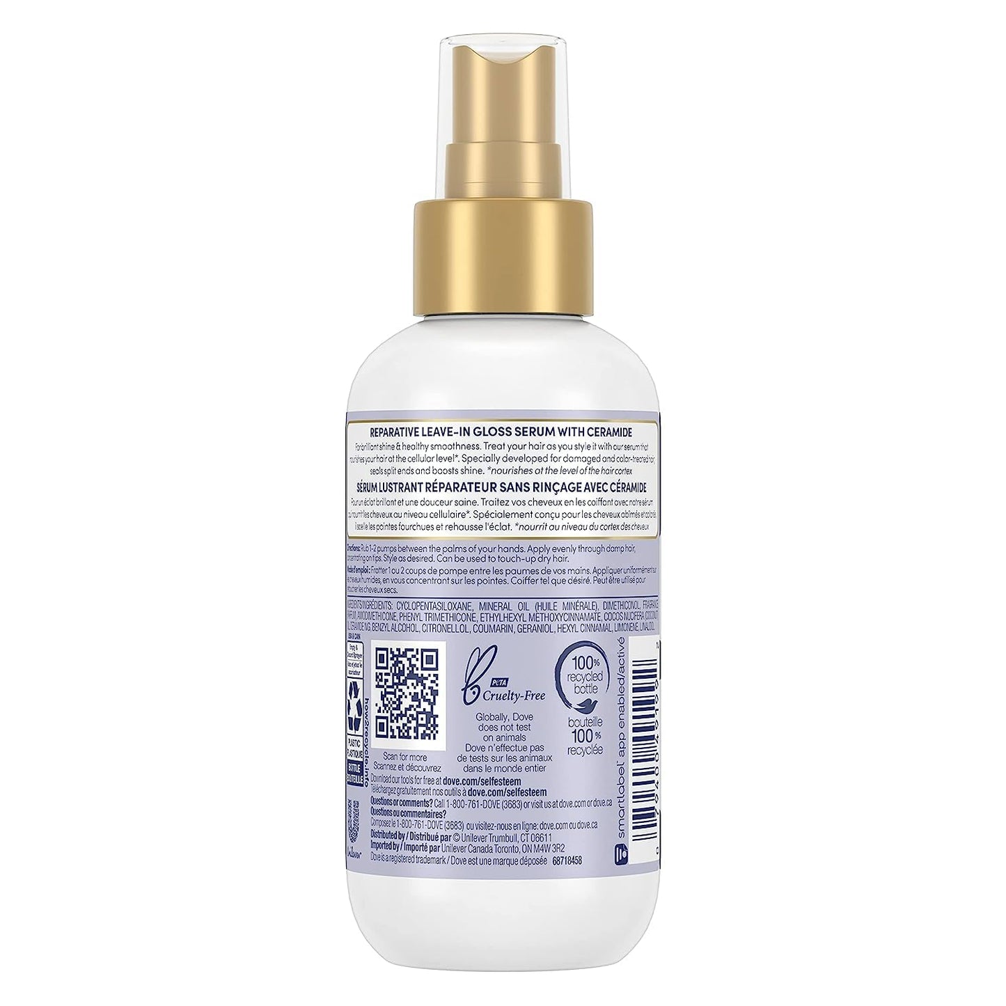 Dove Hair Therapy Brilliant Gloss & Repair with Ceramide - Hair Serum for Shiny Hair, Repair Treatment for Damaged Hair, Moisturizing Leave-In Hair Treatment, 5.5 Fl Oz (Pack of 2) | Pack of 2