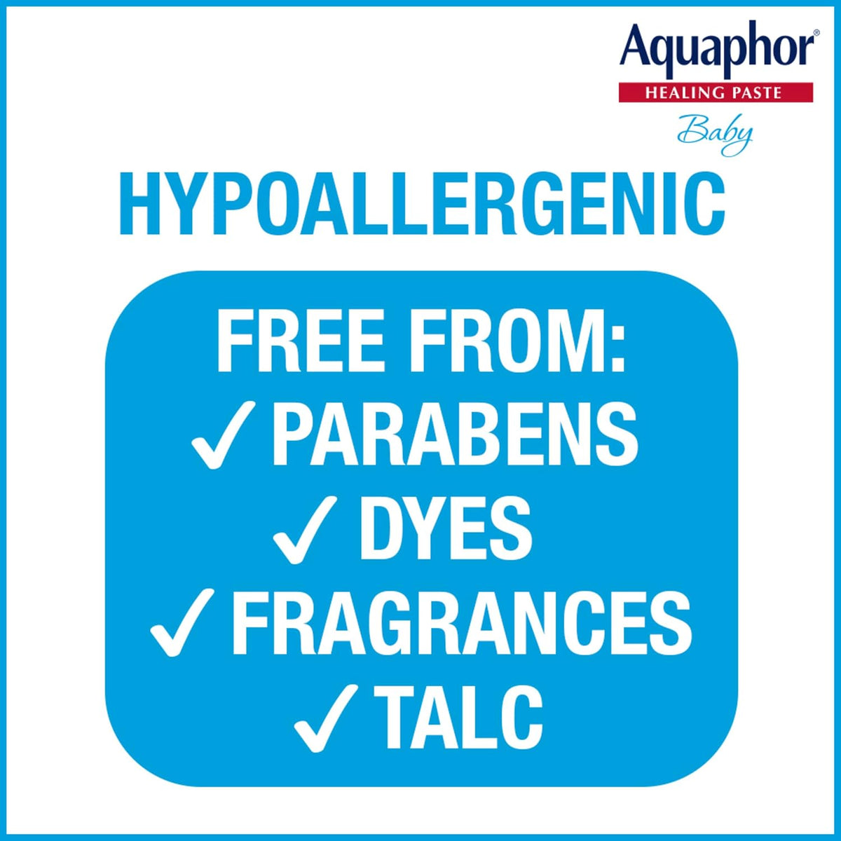 Aquaphor Baby Diaper Rash Paste with Zinc Oxide, Talc Free, 3.5 OZ