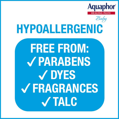 Aquaphor Baby Diaper Rash Paste with Zinc Oxide, Talc Free, 3.5 OZ
