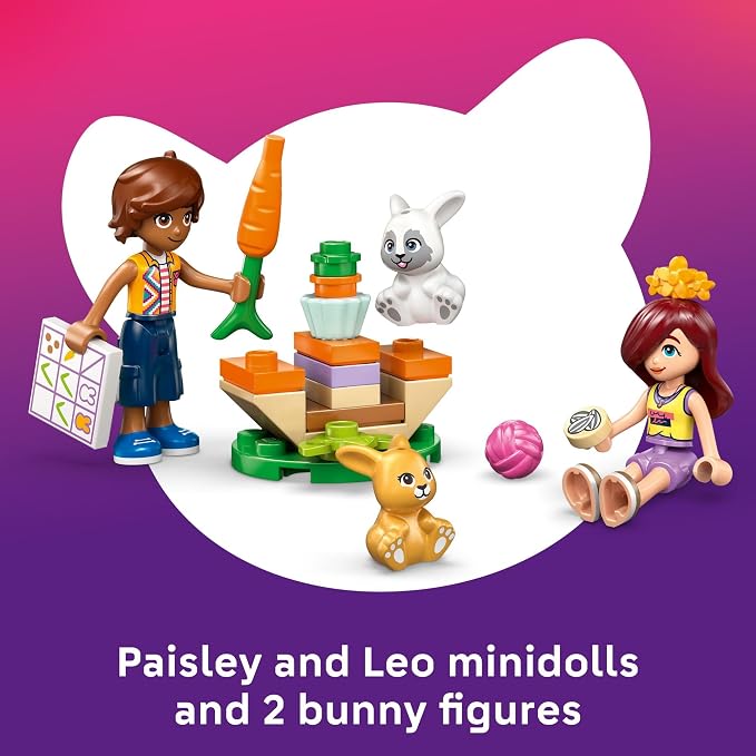 LEGO Friends Heartlake City Bunny Hotel Building Toy for Girls & Boys - Pretend Play Set for Kids, Ages 5+ - W/Paisley & Leo Minidolls, 2 Toy Bunnies, & Accessories - Gift Idea for Birthdays - 42679