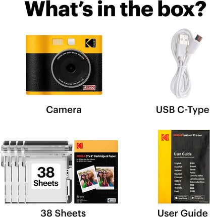KODAK Mini Shot 3 ERA 3x3 Instant Camera, Photo Printer, 38 Sheet, Yellow