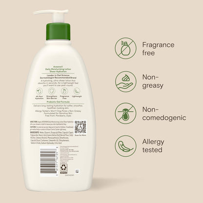 Aveeno Daily Moisturizing Body Lotion, Fragrance-Free, 18 fl. oz