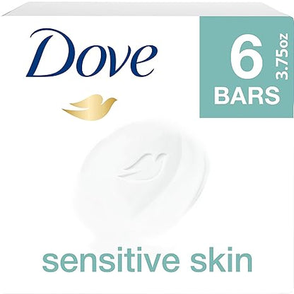Dove Sensitive Skin Hypo-Allergenic Beauty Bar Soap, Unscented, 4 Ounces, 6-Pack