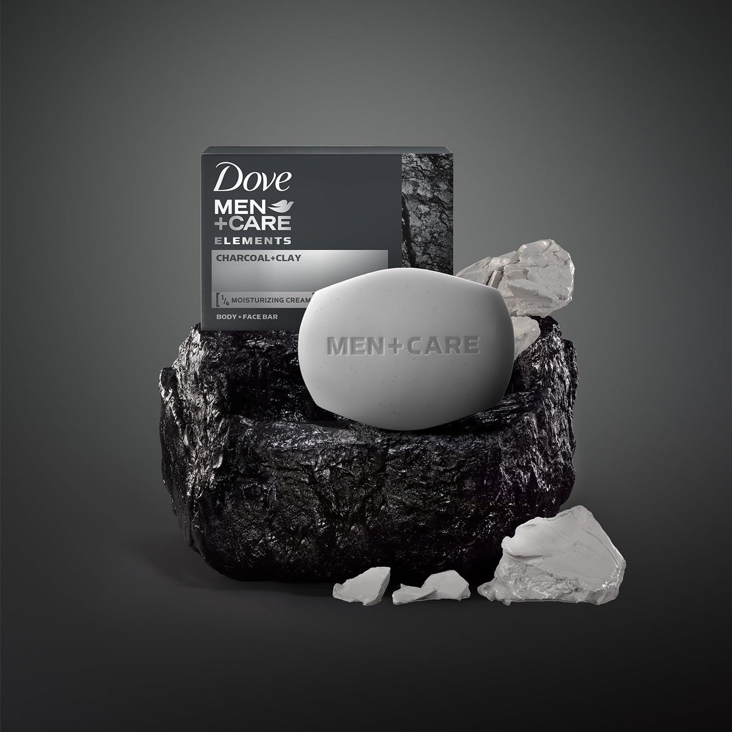 Dove Men+Care Body + Face Bar 2-Pack (12 Bars) – Exfoliating 3-in-1 Charcoal Soap with Clay for Skin Care, Hands & Shaving, 3.75 Oz Ea