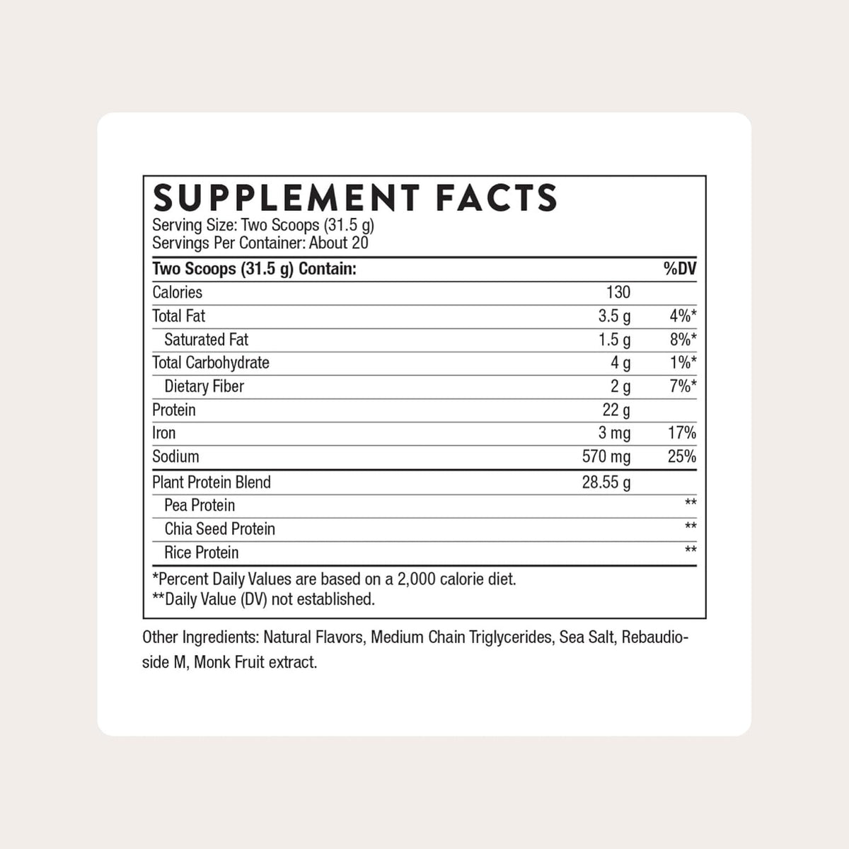 THORNE Plant Protein, 22 g Pea, Rice & Chia Protein Powder, 20 Servings