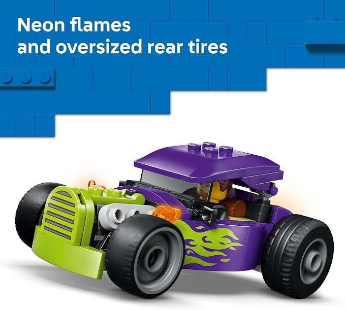 LEGO City Hot Rod Race Car Building Toy for Kids - Pretend Play Set for Boys & Girls, Ages 5+ - Toy Car W/Racecar Driver Minfigure - Gift Idea for Birthdays - 60485
