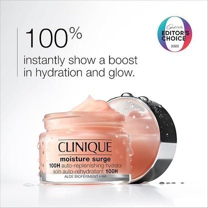 Clinique Hydration Heroes Gift Set | Moisture Surge 100H Moisturizer | Moisture Surge Overnight Mask | Lip Treatment | Hydrating + Glow | Includes 3 Travel Size Pieces