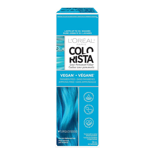 L'Oreal Paris Colorista Semi Permanent Hair Color for Bleached or Blonde Hair, Color Depositing Hair Mask Formula, Turqoise