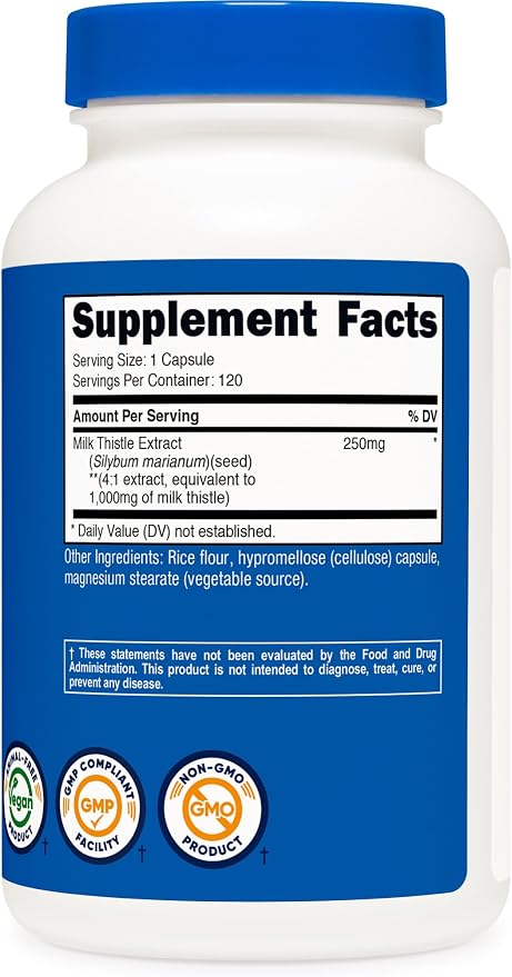 Nutricost Milk Thistle Extract 120 Capsules for 120 Servings Per Bottle