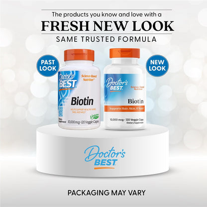 Doctor's Best Biotin Vitamin Supplement 10000 mcg, 120 Veg Caps