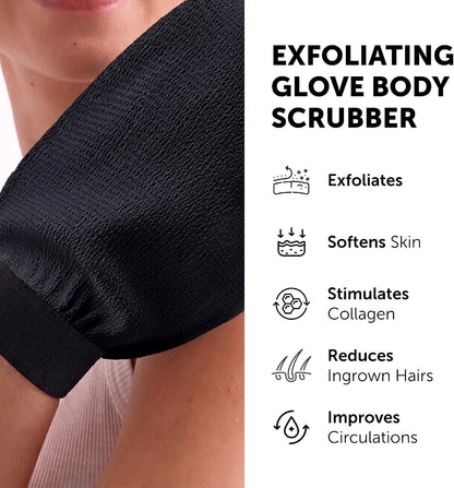 VALITIC Exfoliating Glove Body Scrubber Mitt for Shower, Pair Black