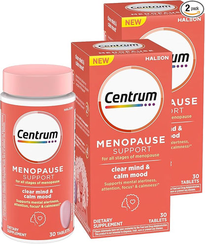 Centrum Clear Mind and Calm Mood Menopause Support Tablets,with Clinically Studied enXtra,30 Count (Pack of 2)