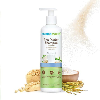 MAMAEARTH Rice Water Shampoo with Rice Water & Keratin, 8.45 Fl Oz (250ml)