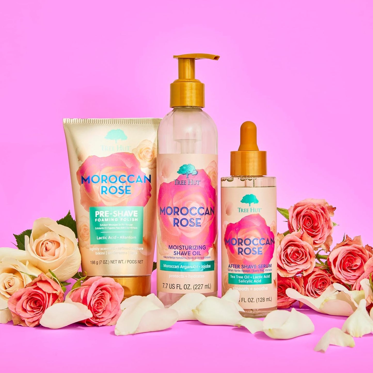 Tree Hut Moroccan Rose Shave Prep Polish, Gently Soothe & Prep Skin, Exfoliating Shave Essential, 7 fl oz.