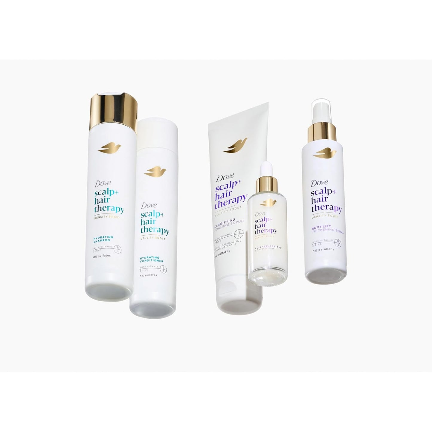 Dove Density Boost Root Lift Thickening Spray for Fuller Hair and Scalp Therapy, with Vitamin B3, Zinc and 0% sulfates, 5 oz