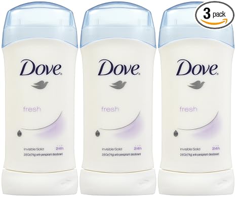 Dove Invisible Solid Deodorant, Fresh, 2.6 Ounce (Pack of 3)