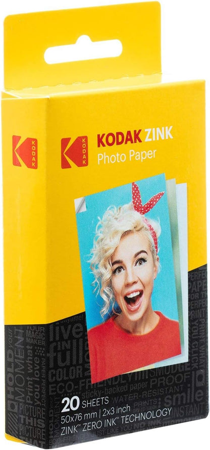 KODAK Step Instant Photo Printer with Bluetooth/NFC, Zink Technology & KODAK App for iOS & Android (Blue) Go Bundle