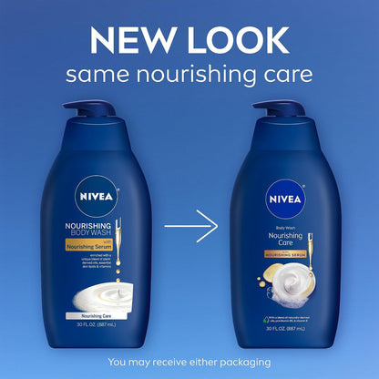 NIVEA Nourishing Care Body Wash with Nourishing Serum, 30 Fl Oz (Pack of 6)