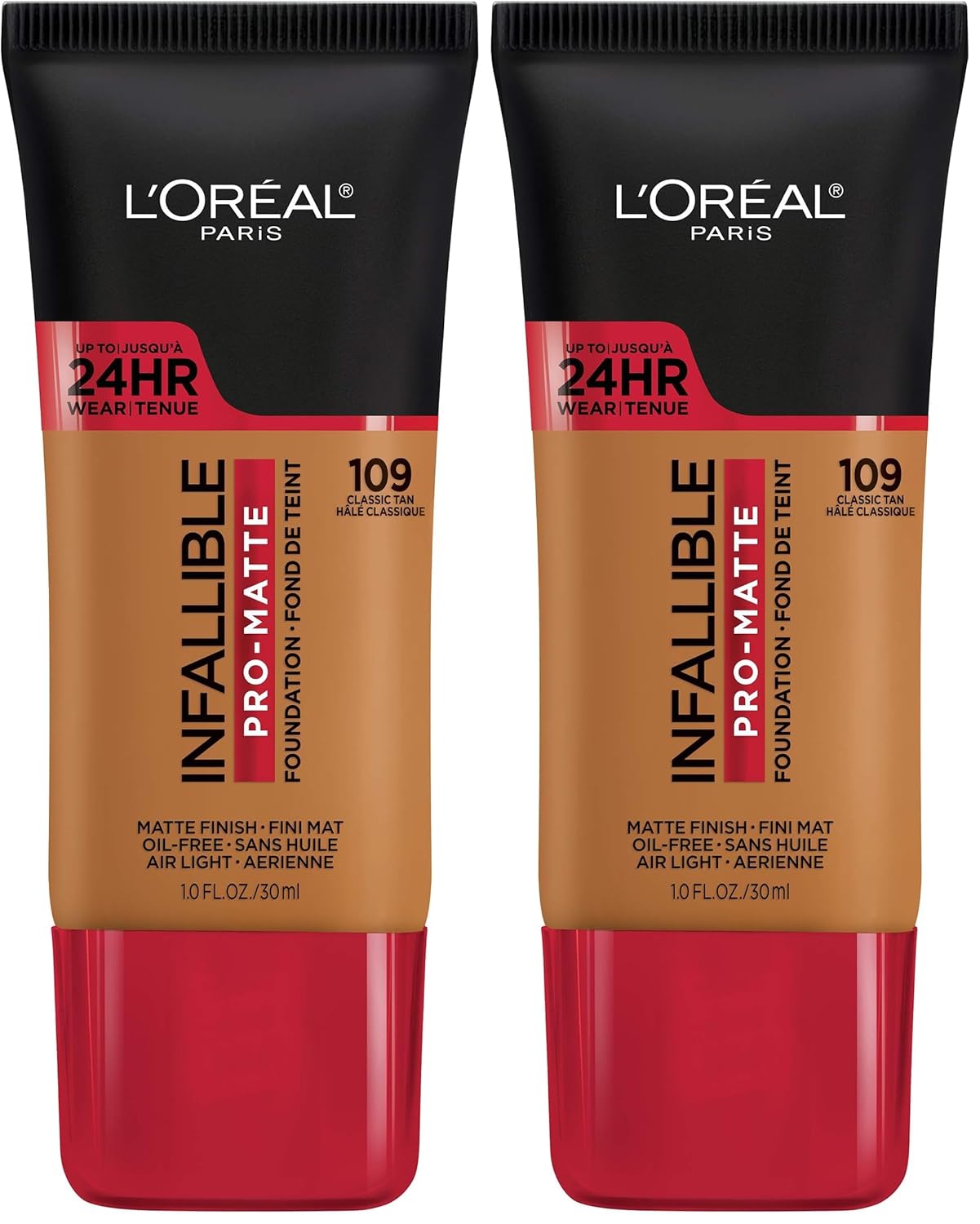 L'Oreal Paris Cosmetics Makeup Infallible Pro-Matte Liquid Longwear Foundation, Classic Tan, 1 fl oz (Pack of 2)