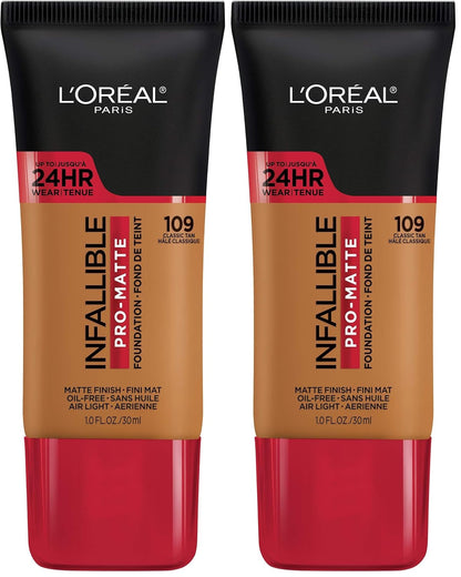 L'Oreal Paris Cosmetics Makeup Infallible Pro-Matte Liquid Longwear Foundation, Classic Tan, 1 fl oz (Pack of 2)