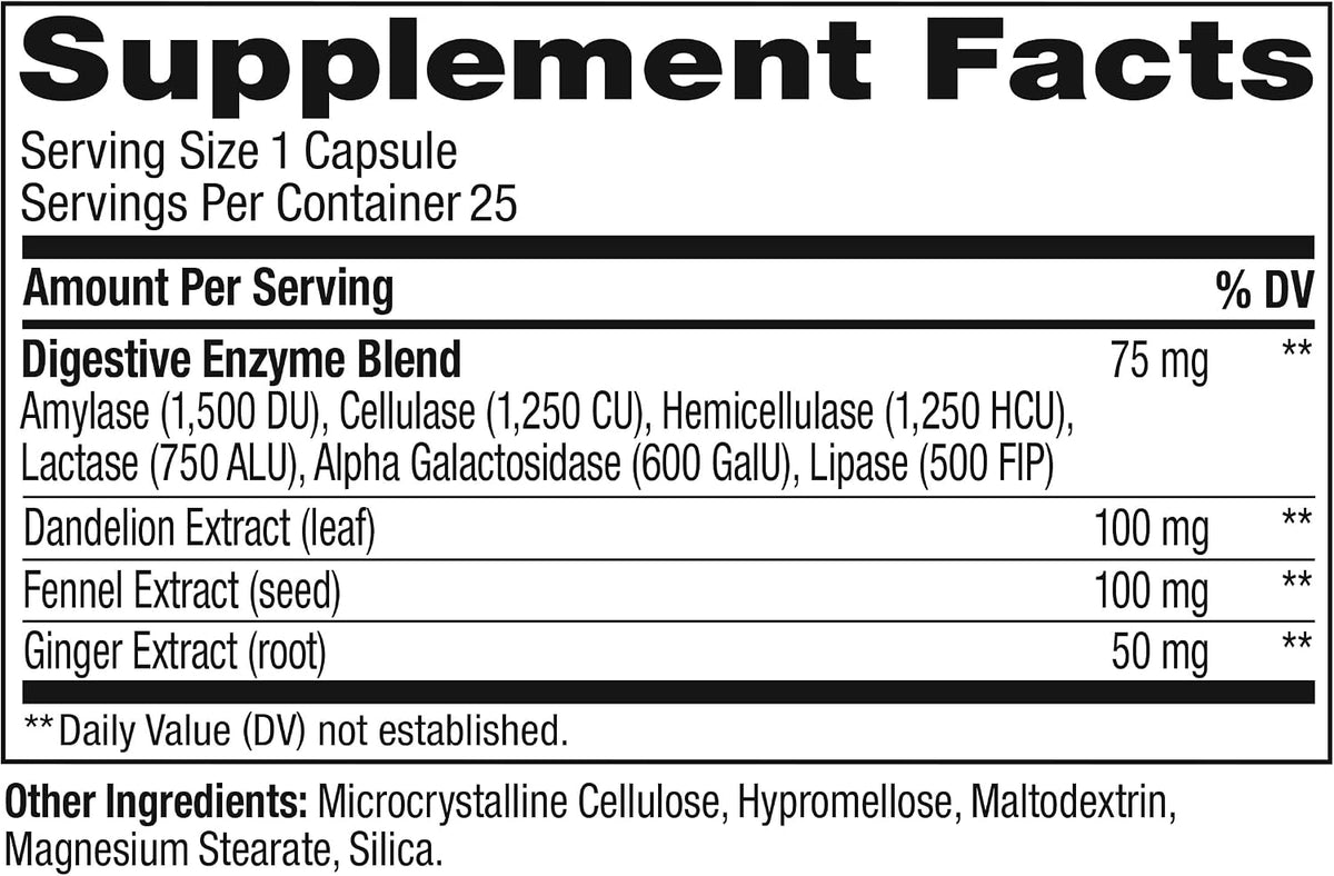 OLLY Beat The Bloat Capsules, Digestive Support Enzymes, Supplement for Women - 25 Count (Pack of 2)