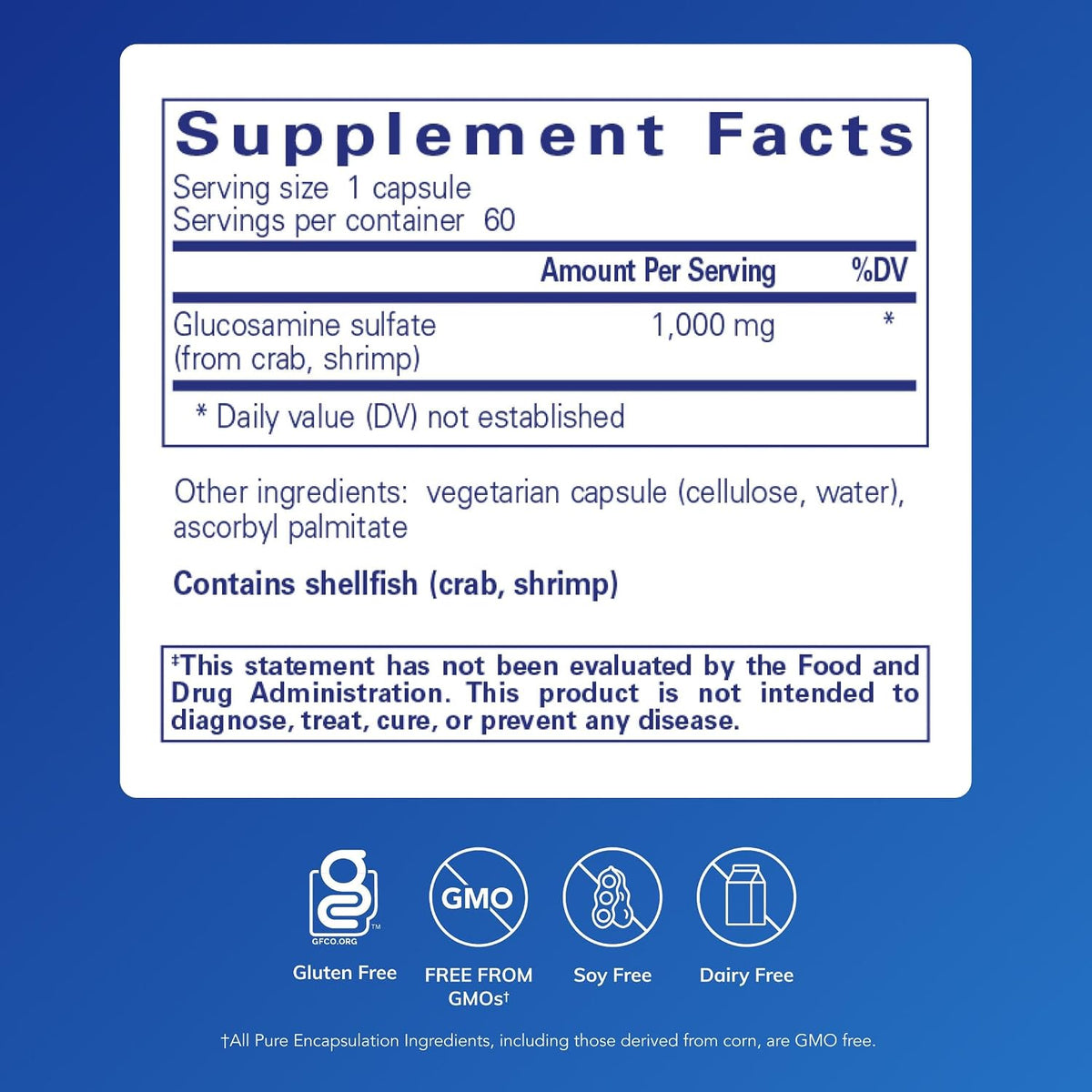 Pure Encapsulations Glucosamine Sulfate 1,000 mg, 60 Capsules
