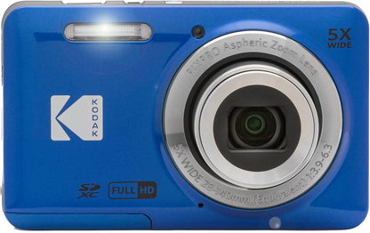 Kodak PIXPRO FZ55 Digital Camera, Blue Bundle with Lexar 32GB High-Performance 800x UHS-I SDHC Memory Card + Deco Photo Point and Shoot Field Bag Camera Case
