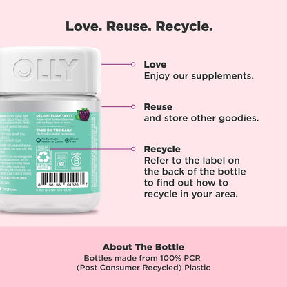 OLLY Flawless Complexion Gummy, Clear and Healthy Skin Support, Vitamins E, A, Zinc, Chewable Supplement, Berry - 50 Count (Pack of 12)