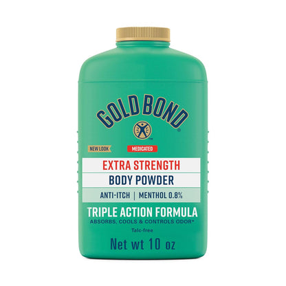 Gold Bond Medicated Powder, Talc-Free Body Powder, Extra Strength, 10 oz | Cool, dry comfort, medicated body powder, cooling powder, absorbs moisture, (0.8) 5x Menthol as Original