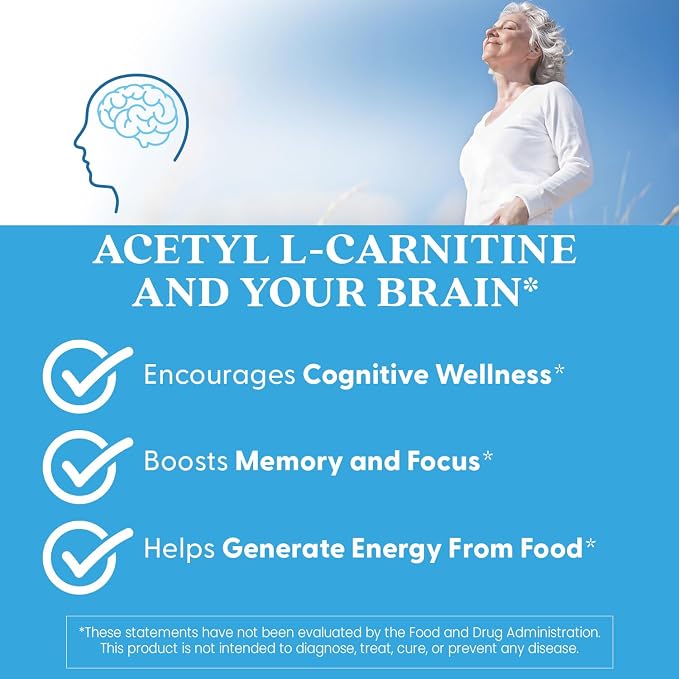 Doctors Best Acetyl-L-Carnitine 1000 mg Per Serving, 60 Veg Caps