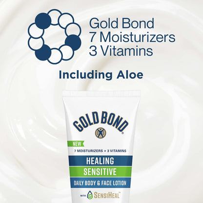Gold Bond Healing Sensitive Daily Body & Face Lotion for Women & Men, 21 oz | Gold Bond lotion for body & face with aloe moisturizes, soothes dry, sensitive skin, healing lotion value size