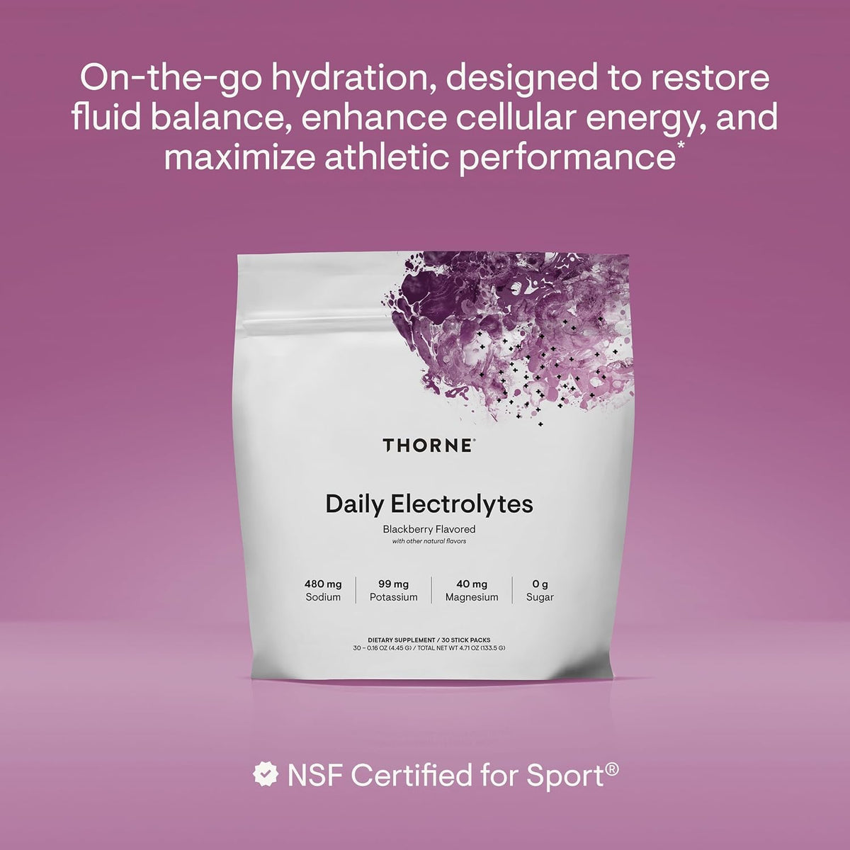 THORNE Daily Electrolytes, Electrolyte Powder Drink Mix, 30 Stick Packs