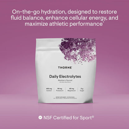 THORNE Daily Electrolytes, Electrolyte Powder Drink Mix, 30 Stick Packs