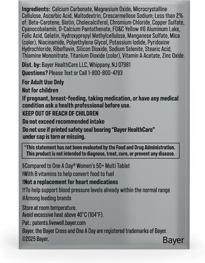 One A Day Proactive 65+, Mens & Womens Multivitamin, Supplement with Vitamin A, C, D, and Zinc to Support Bone Health & Cell Health, Calcium, Folic Acid, Tablet 150 Count