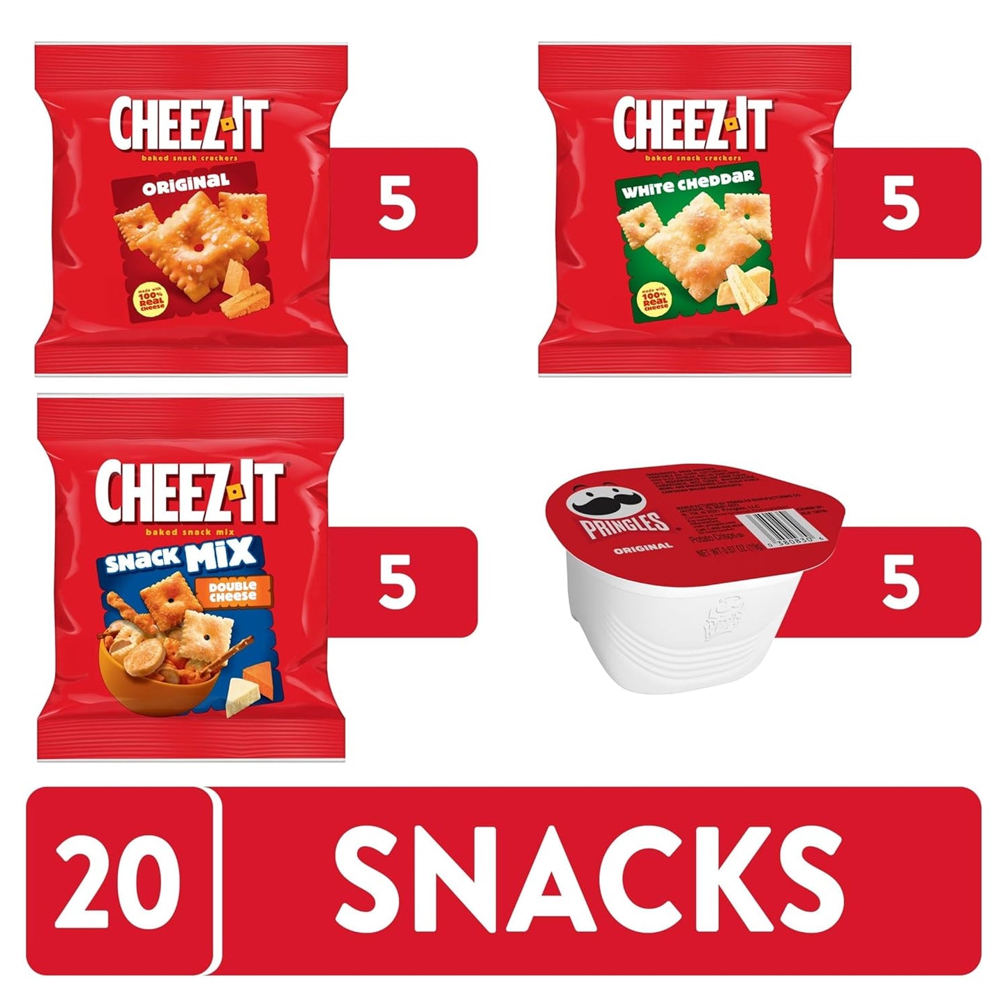 Cheez-It, Pringles, Lunch Snacks, Variety Pack, 16.95oz Box (80 Packs)