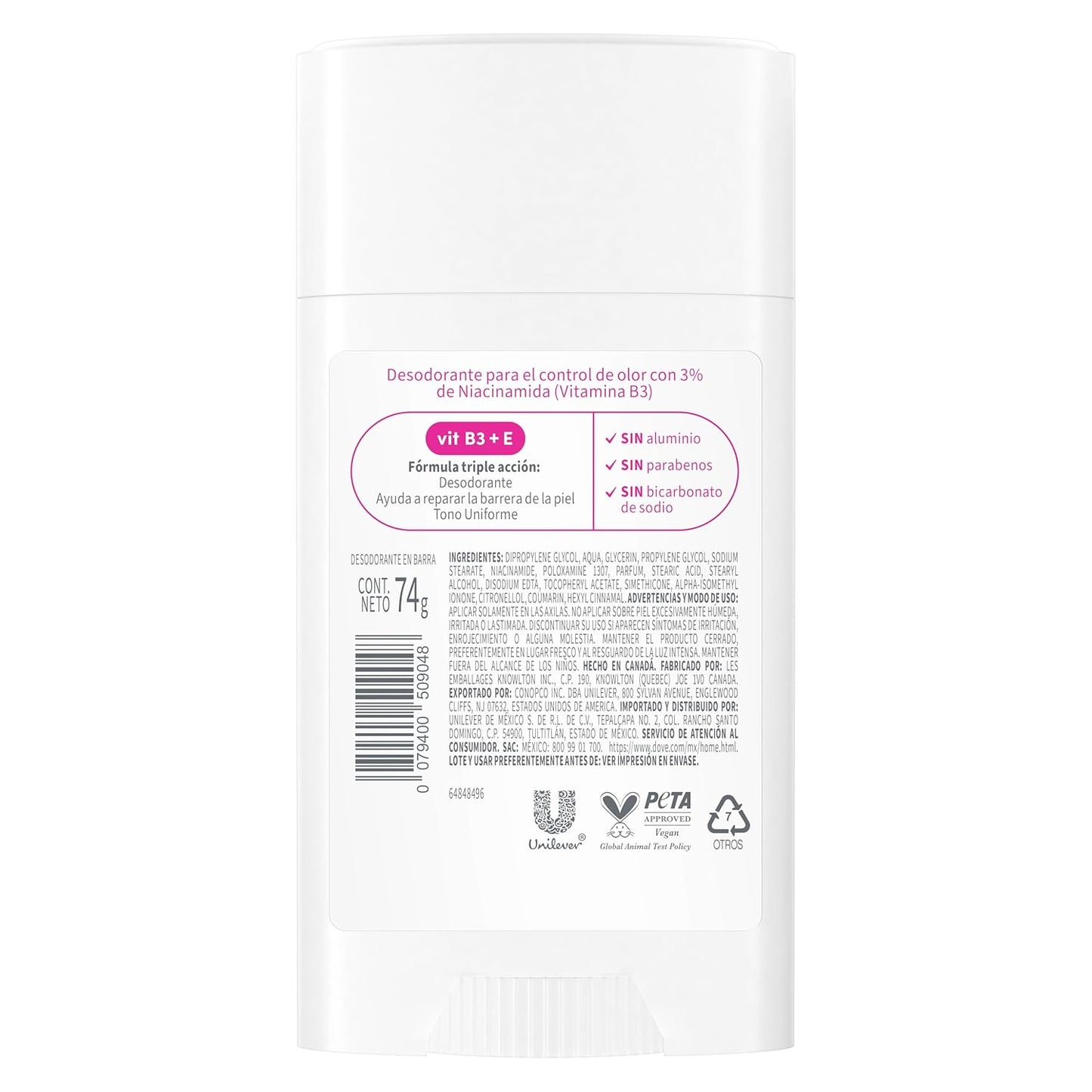 Dove VitaminCare+ Aluminum Free Deodorant Stick for 72H Odor Protection Raspberry & Rose Breathable Deodorant for Women 2.6 oz