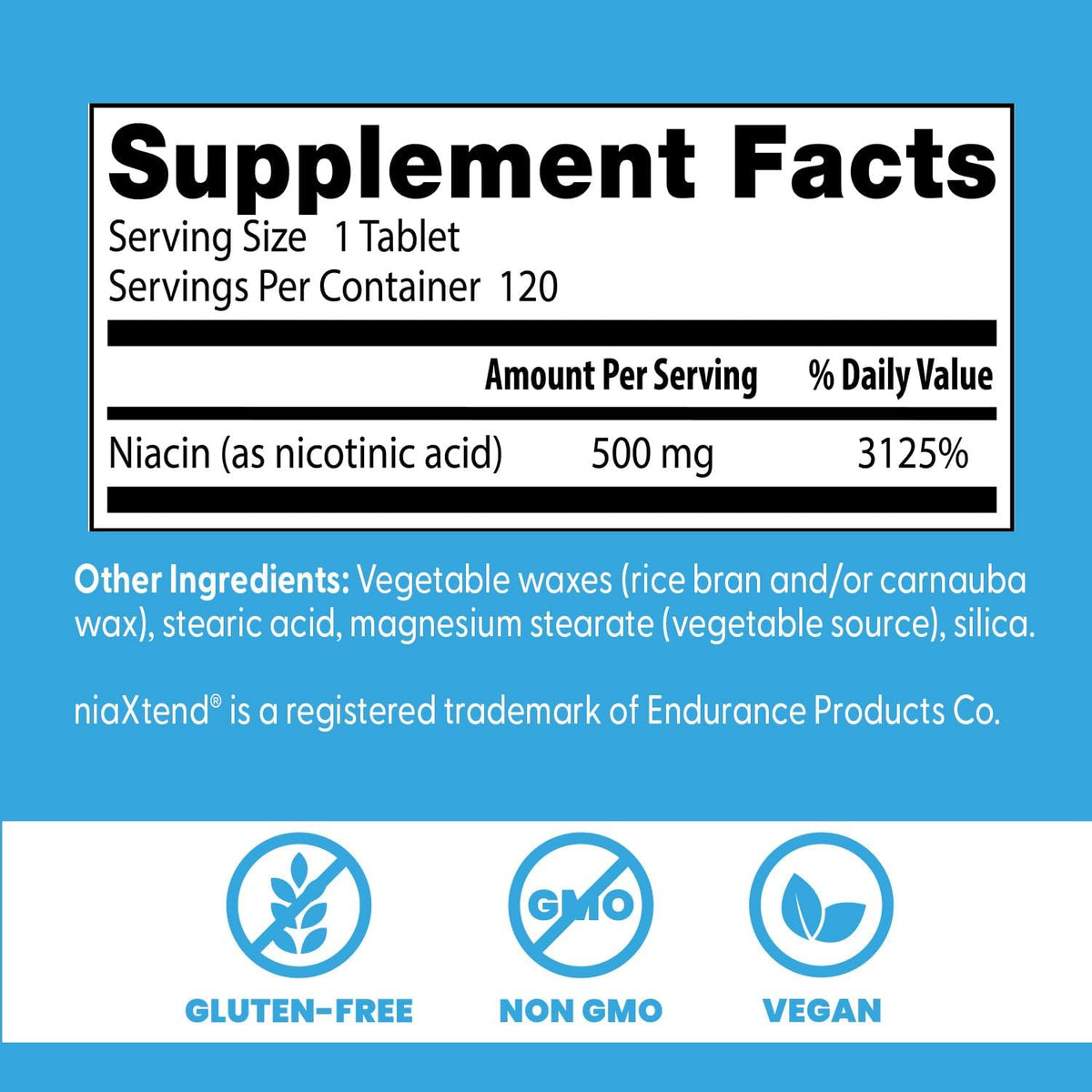 Doctor's Best Niacin 500 mg Extended Release Supplement, Vegan, 120 Tablets