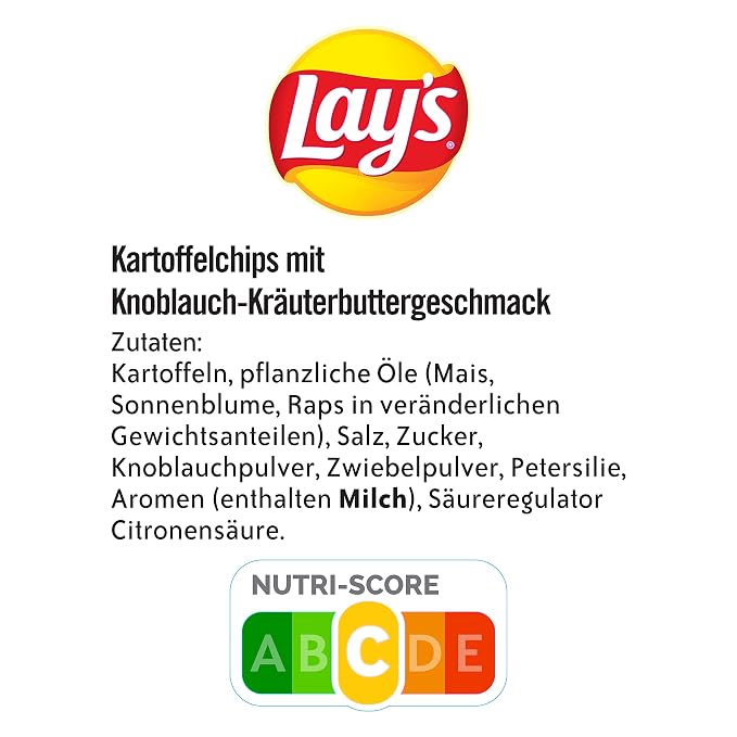 Lay's Herb Butter Potato Chips, Crispy Spiced Potato Chips for a Successful Party with Savory Butter Flavor and Aromatic Herb Seasoning, Imported European Snack Chips, Gourmet Crunchy Potato Snack, 150g / 5.29oz
