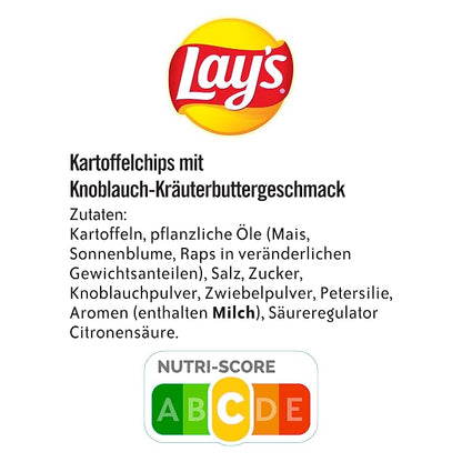Lay's Herb Butter Potato Chips, Crispy Spiced Potato Chips for a Successful Party with Savory Butter Flavor and Aromatic Herb Seasoning, Imported European Snack Chips, Gourmet Crunchy Potato Snack, 150g / 5.29oz