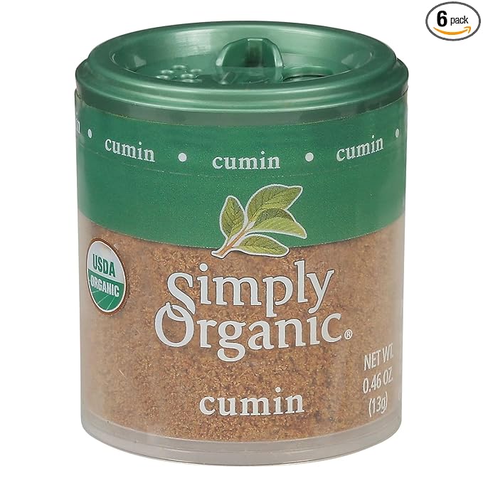 Simply Organic Cumin Seed Ground, Certified Organic, Kosher, Mini Spices | 0.46 Ounce (Pack of 6)