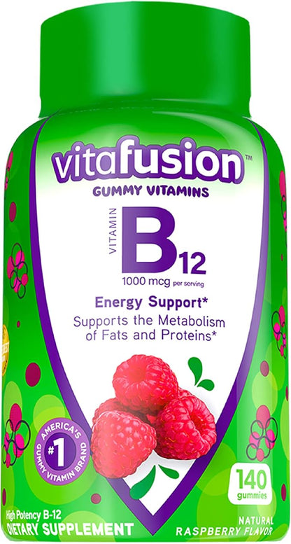 Vitafusion Vitamin B12 140 Count and Power Zinc 90 Count Gummy Vitamin Bundles for Energy Metabolism and Immune Support