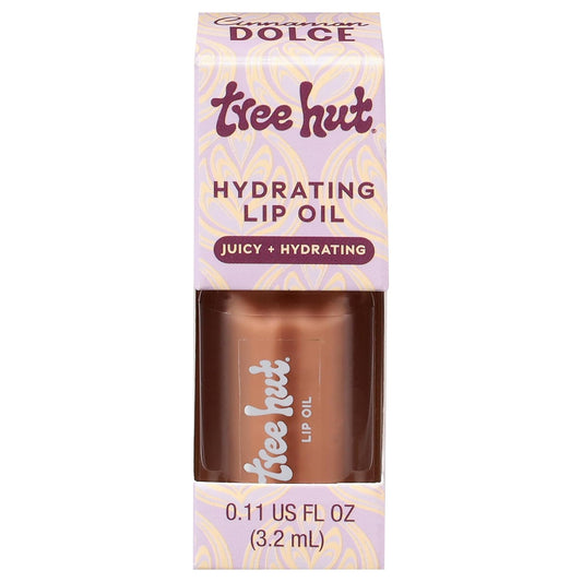 Tree Hut Cinnamon Dolce Hydrating Lip Oil, Sheer Nude Glossy Lip Oil, Non-Sticky Moisturizing Formula for Smooth, Hydrated Lips, 0.11 fl oz