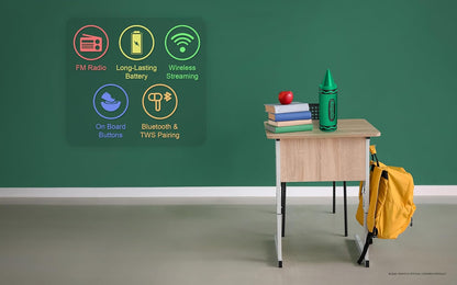 Crayola Kids Crayon Speakers Bluetooth, Portable Bluetooth Speakers | 20W Peak Power HD Sound, Mini Bluetooth Speaker Wireless with TWS Pairing BT 5.3, FM Radio Home/Party/Outdoor/Travel